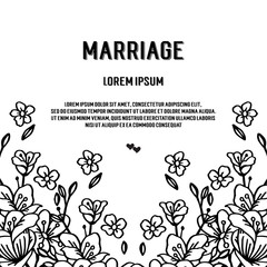 Marriage invitation card with floral hand draw vector art