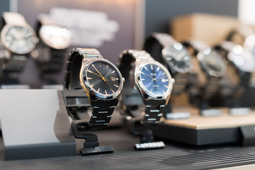 Watches in a luxury store