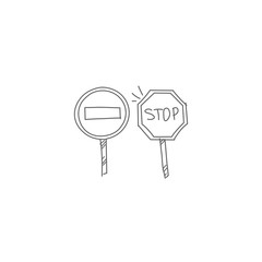 Stop and dont entry doodle icon. Two road signs vector illustration