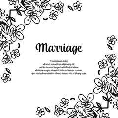 Marriage invitation card with floral hand draw vector art