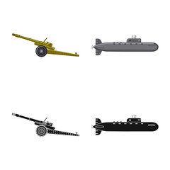 Isolated object of weapon and gun icon. Collection of weapon and army vector icon for stock.