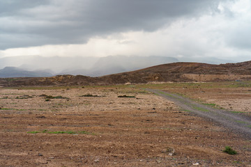 Fototapeta premium Brown and gray colors of the rainy Gran Canaria island
