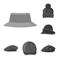 Isolated object of headgear and cap symbol. Collection of headgear and accessory stock symbol for web.