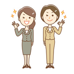 スーツ　女性２人　OKサイン