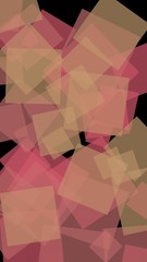 Multicolored translucent squares on dark background. Vertical image orientation. 3D illustration