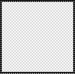 Love square photo frame made of cartoon black hearts isolated