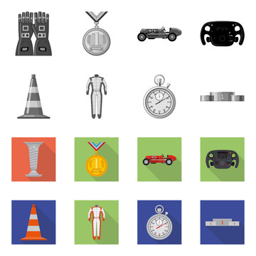 Vector design of car and rally sign. Collection of car and race vector icon for stock.