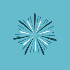 Fireworks display celebration icon in flat design with blue background