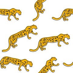 Seamless pattern running leopard