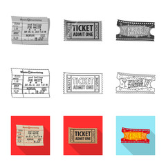 Vector design of ticket and admission sign. Collection of ticket and event stock vector illustration.