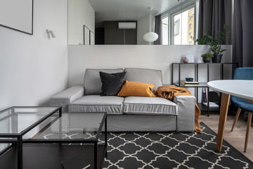 Great interior in modern style with white walls