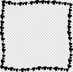 Vector black retro vintage border made of hearts isolated