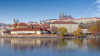 Fototapeta na wymiar Prague Castle view from old town side in autumn season, Czech Republic