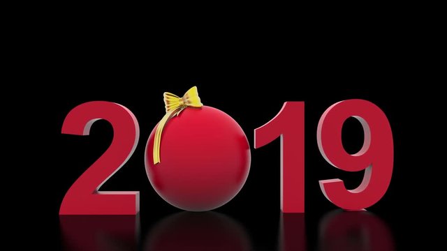 Animazione illustrazione 3D. Capodanno 2019. Nella decorazione Natalizia il numero nove sostituisce l'otto..