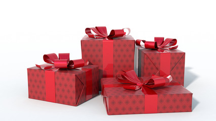 Gift boxes 3d illustration.