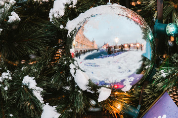 Big christmas balls decoration happy New year merry Christmas winter time, new year 2019