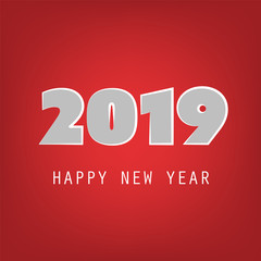 Best Wishes - Abstract Red Modern Style Happy New Year Greeting Card or Background, Creative Design Template - 2019