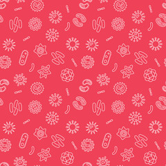 Seamless red bacterium pattern or background. Vector illustration