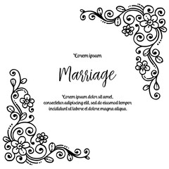 elegant card design with natural botanical with marriage text vector art