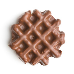 Waffles with chocolate topping.