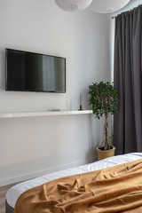 Great bedroom in modern style with light walls