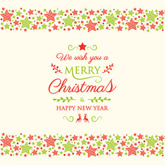 Design of Christmas calligraphy with decorations. Vector.