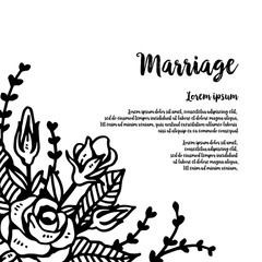 elegant card design with natural botanical with marriage text vector art