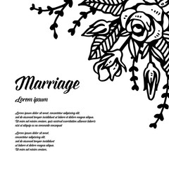 Invitation with floral wreath and marriage text vector art
