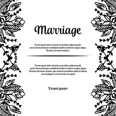 Invitation with floral wreath and marriage text vector art