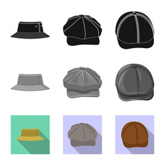 Vector design of headgear and cap sign. Set of headgear and accessory stock symbol for web.