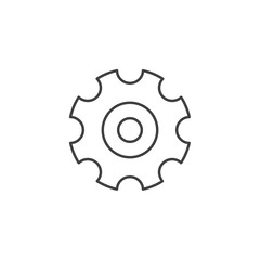 Gear Related Vector Line Icon. Isolated on White Background. Editable Stroke.