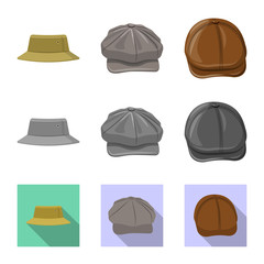 Vector illustration of headgear and cap icon. Collection of headgear and accessory stock symbol for web.