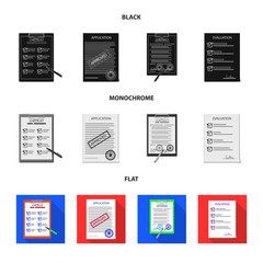 Vector design of form and document symbol. Collection of form and mark stock symbol for web.