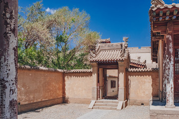Courtyard and gate at Jiayu Pass, in Jiayuguan, China