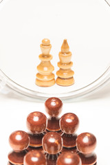 Chess pieces facing mirror. Business and motivational concepts. High resolution image.