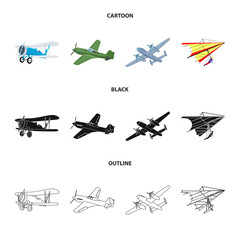 Vector design of plane and transport logo. Set of plane and sky vector icon for stock.