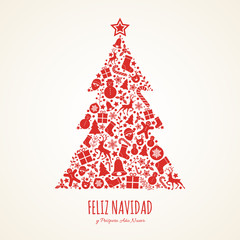 Fototapeta na wymiar Feliz Navidad - translated from spanish as Merry Christmas. Vector