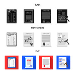 Isolated object of form and document sign. Collection of form and mark vector icon for stock.