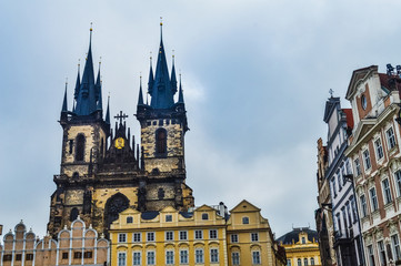 Fototapeta premium Main square and cathedral of Prague, Czech Republic