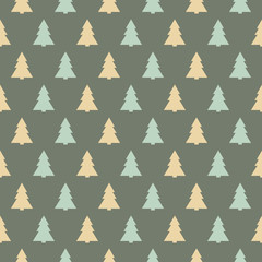 Design of a wallpaper with traditional Christmas trees. Vector.