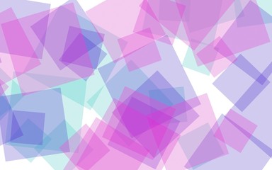 Multicolored translucent squares on white background. Pink tones. 3D illustration
