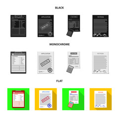 Isolated object of form and document symbol. Set of form and mark stock symbol for web.