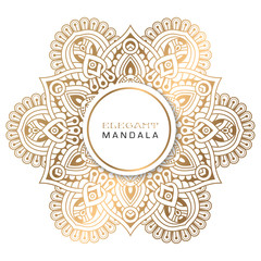 Vector round circle. Mandala style. Decorative element with gold.