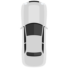 Car from above, top view. Cute cartoon car with shadows. Modern urban civilian vehicle. One of the collection or set. Simple icon or logo. Realistic design. Flat style vector illustration.