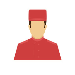 Concierge avatar icon. Profession logo. Male character. A man in professional clothes. People specialists. Flat simple vector illustration.