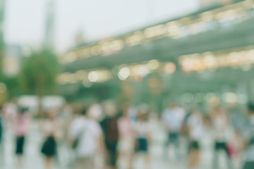 Blur people walking and shopping at shopping center in town