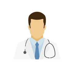 Fototapeta premium Doctor avatar icon. Profession logo. Male character. A man in professional clothes. People specialists. Flat simple vector illustration.