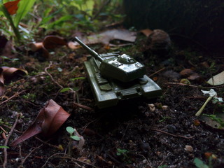tank miniature in the garden