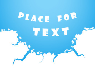 Blue ice cracks, water. The Destruction, The Abyss. Space for text Vector element isolated on white background.
