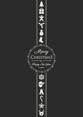 Concept of Christmas card with ornaments and wishes. Vector.